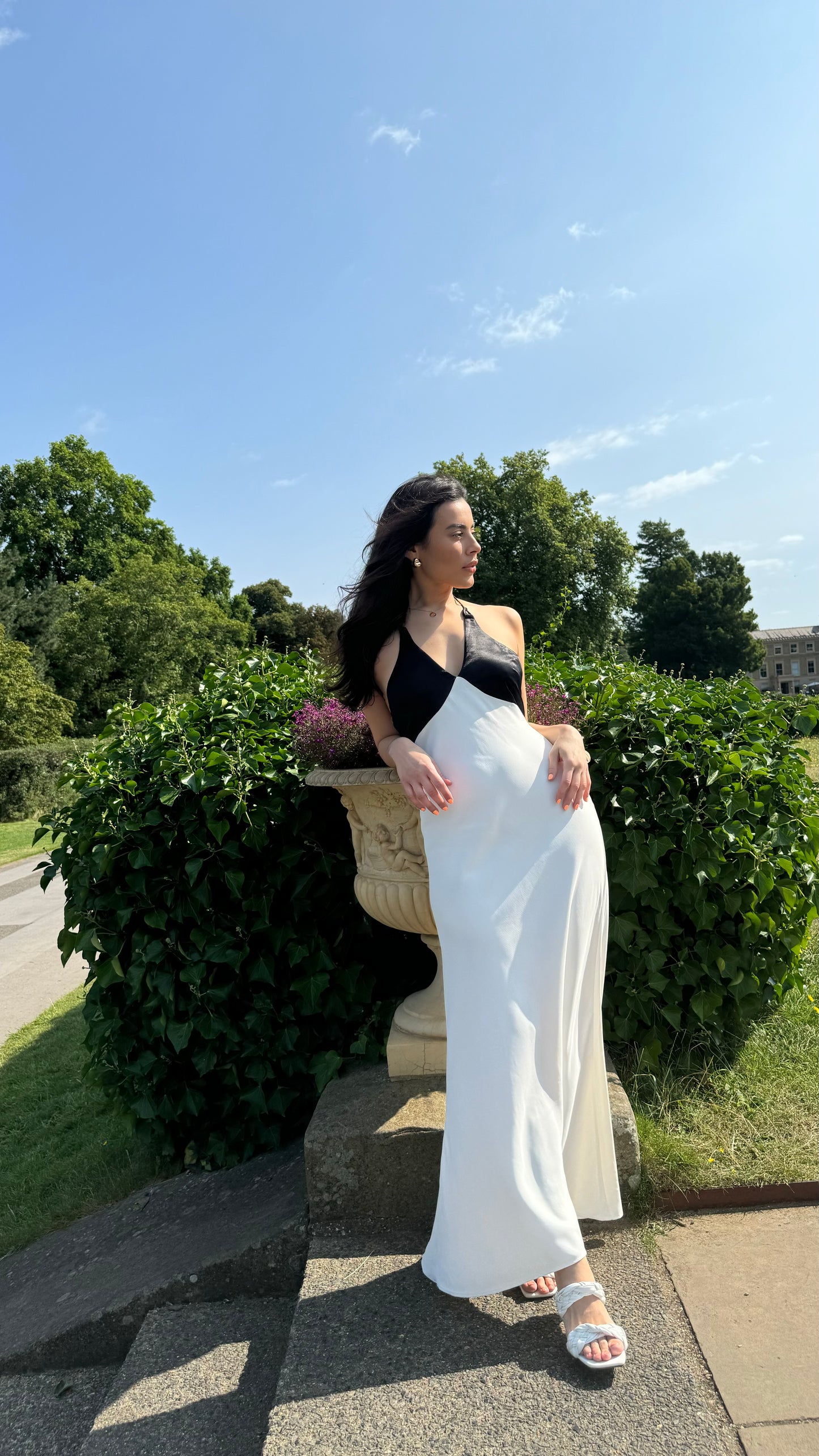 Shey monochrome halter neck dress